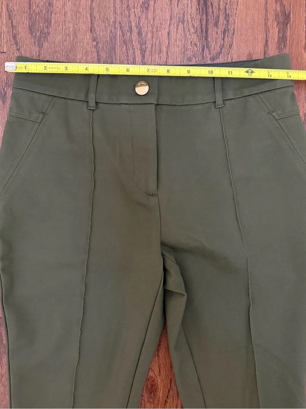 Chico's SO SLIMMING Olive Green High-Waist Elyse Pants Elastic Waistband - Picture 9 of 9